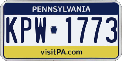 PA license plate KPW1773