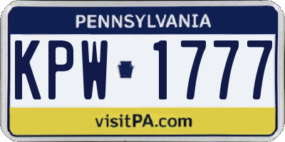 PA license plate KPW1777