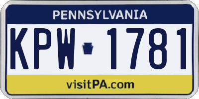 PA license plate KPW1781