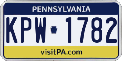 PA license plate KPW1782