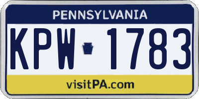 PA license plate KPW1783