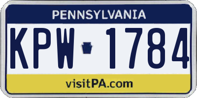 PA license plate KPW1784