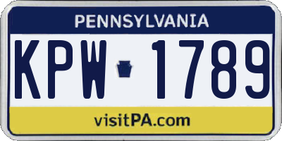 PA license plate KPW1789