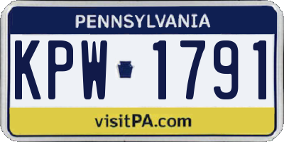 PA license plate KPW1791