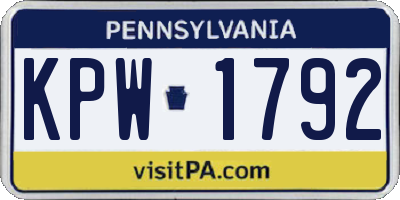 PA license plate KPW1792