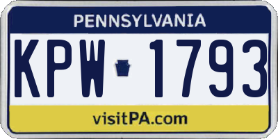 PA license plate KPW1793
