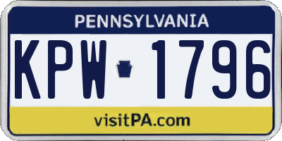 PA license plate KPW1796