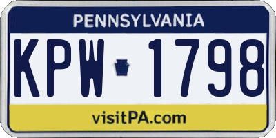 PA license plate KPW1798