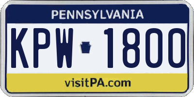 PA license plate KPW1800