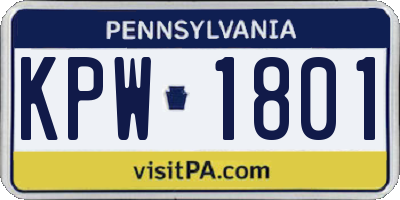 PA license plate KPW1801