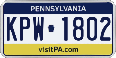 PA license plate KPW1802
