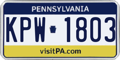 PA license plate KPW1803