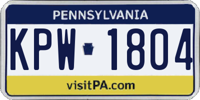 PA license plate KPW1804