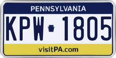 PA license plate KPW1805