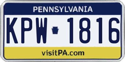 PA license plate KPW1816