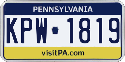 PA license plate KPW1819