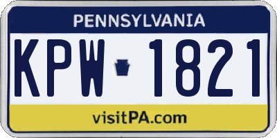 PA license plate KPW1821