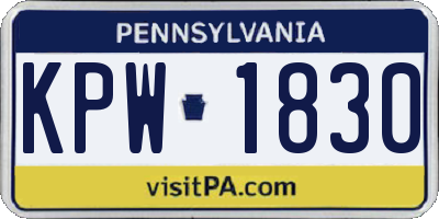 PA license plate KPW1830