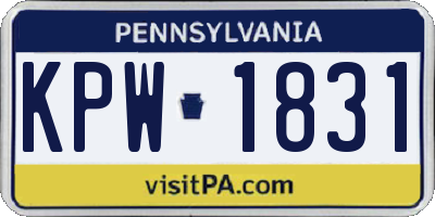 PA license plate KPW1831