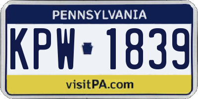 PA license plate KPW1839