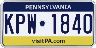 PA license plate KPW1840