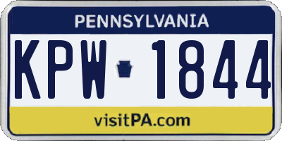 PA license plate KPW1844