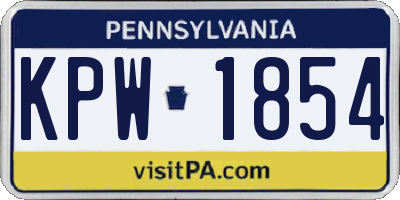 PA license plate KPW1854