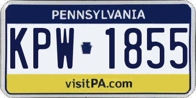 PA license plate KPW1855