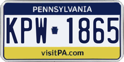 PA license plate KPW1865
