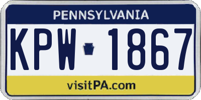 PA license plate KPW1867