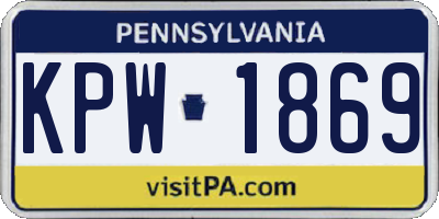 PA license plate KPW1869