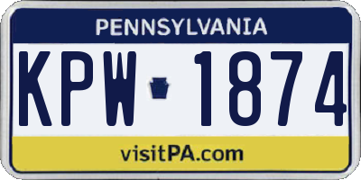 PA license plate KPW1874