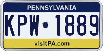 PA license plate KPW1889