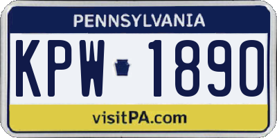 PA license plate KPW1890