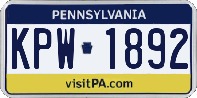 PA license plate KPW1892