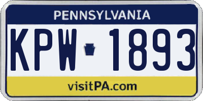 PA license plate KPW1893