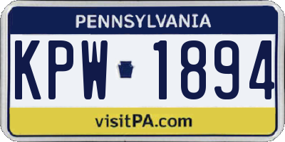 PA license plate KPW1894