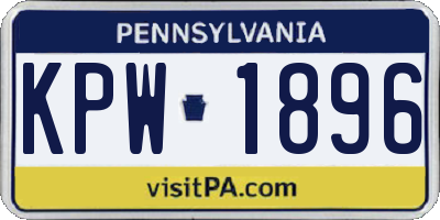 PA license plate KPW1896