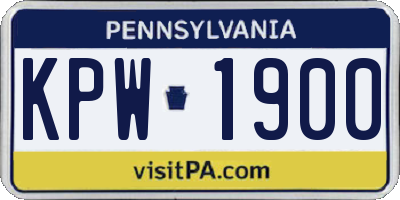 PA license plate KPW1900