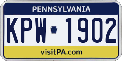 PA license plate KPW1902