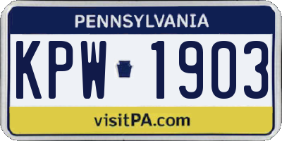 PA license plate KPW1903