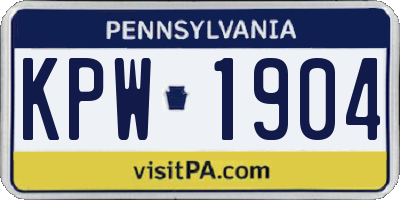 PA license plate KPW1904