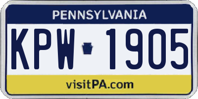 PA license plate KPW1905