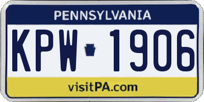 PA license plate KPW1906