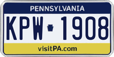 PA license plate KPW1908