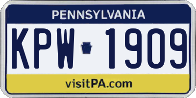 PA license plate KPW1909