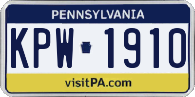 PA license plate KPW1910