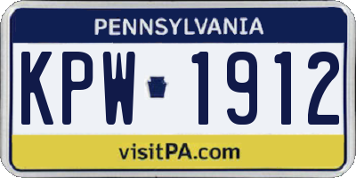 PA license plate KPW1912