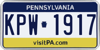 PA license plate KPW1917
