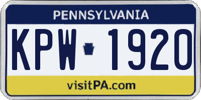 PA license plate KPW1920
